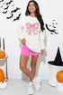 Graphic Bow Print Oversized Crewneck Pullover Sweatshirt