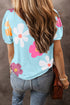 Graphic Bow Print Puff Sleeve Casual Top