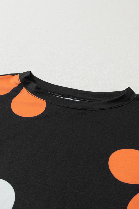 Graphic Bow Print Puff Sleeve Casual Top