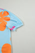 Graphic Bow Print Puff Sleeve Casual Top