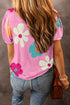 Graphic Bow Print Puff Sleeve Casual Top