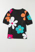 Graphic Bow Print Puff Sleeve Casual Top