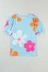 Graphic Bow Print Puff Sleeve Casual Top