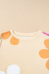 Graphic Bow Print Puff Sleeve Casual Top