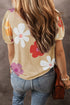 Graphic Bow Print Puff Sleeve Casual Top