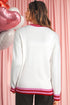 Graphic Bow Print Ribbed Trim Pullover Sweater