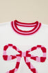 Graphic Bow Print Ribbed Trim Pullover Sweater