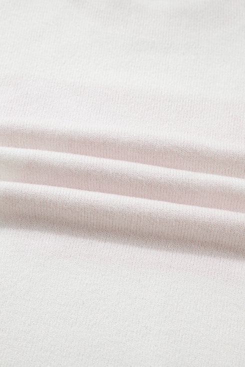 Graphic Bow Print Ribbed Trim Pullover Sweater