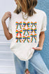 Graphic Bow Star Print Cotton Blend Crew Neck Tee