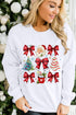 Graphic Bows And Santa Print Crewneck Sweatshirt