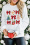 Graphic Bows And Santa Print Crewneck Sweatshirt