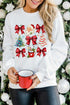 Graphic Bows And Santa Print Crewneck Sweatshirt