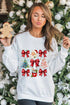 Graphic Bows And Santa Print Crewneck Sweatshirt