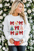 Graphic Bows And Santa Print Crewneck Sweatshirt