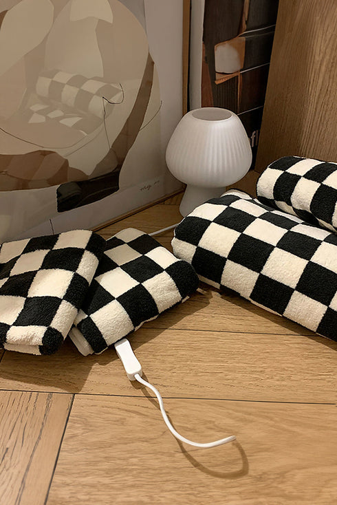 Graphic Checkerboard Pattern Superfine Fiber Plush Bath Towel Set