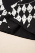 Graphic Checkerboard Peace Sign Print Round Neck Oversized Tee
