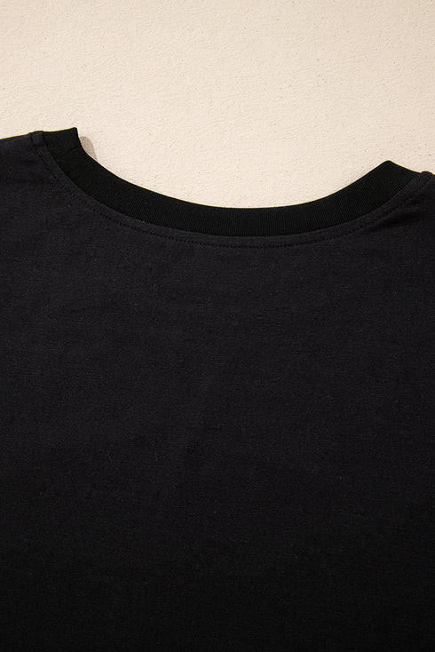 Graphic Checkerboard Peace Sign Print Round Neck Oversized Tee