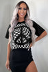 Graphic Checkerboard Peace Sign Print Round Neck Oversized Tee