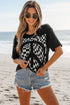 Graphic Checkerboard Peace Sign Print Round Neck Oversized Tee