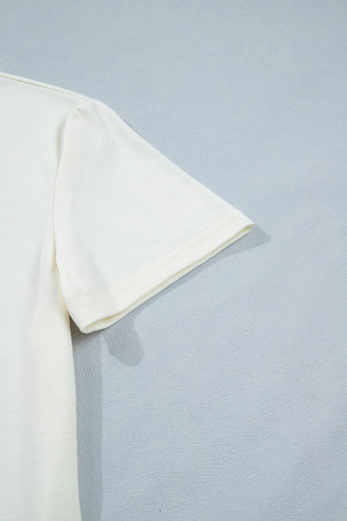 Graphic Fish Print Short Sleeve Round Neck Top