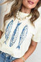Graphic Fish Print Short Sleeve Round Neck Top