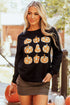 Graphic Floral Pumpkin Crew Neck Pullover Sweatshirt