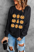 Graphic Floral Pumpkin Crew Neck Pullover Sweatshirt