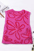 Graphic Floral Side Button Sleeveless Knit Top