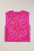 Graphic Floral Side Button Sleeveless Knit Top