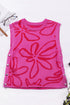 Graphic Floral Side Button Sleeveless Knit Top