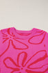 Graphic Floral Side Button Sleeveless Knit Top