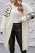 Graphic Floral Sleeve Open Front Longline Cardigan