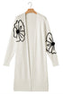 Graphic Floral Sleeve Open Front Longline Cardigan