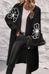 Graphic Floral Sleeve Open Front Longline Cardigan