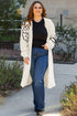 Graphic Floral Sleeve Open Front Longline Cardigan
