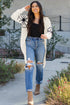 Graphic Floral Sleeve Open Front Longline Cardigan