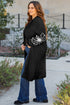 Graphic Floral Sleeve Open Front Longline Cardigan