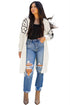 Graphic Floral Sleeve Open Front Longline Cardigan