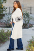 Graphic Floral Sleeve Open Front Longline Cardigan