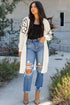Graphic Floral Sleeve Open Front Longline Cardigan