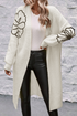 Graphic Floral Sleeve Open Front Longline Cardigan