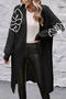 Graphic Floral Sleeve Open Front Longline Cardigan