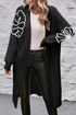 Graphic Floral Sleeve Open Front Longline Cardigan