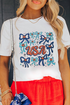 Graphic Letter And Bow Print Short Sleeve Tee