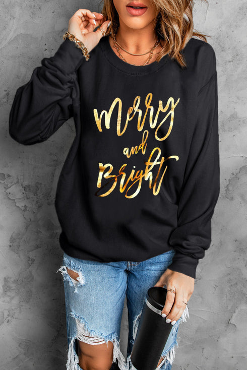 Graphic Letter Print Crew Neck Long Sleeve Sweatshirt