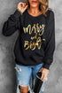 Graphic Letter Print Crew Neck Long Sleeve Sweatshirt