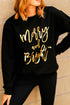 Graphic Letter Print Crew Neck Long Sleeve Sweatshirt
