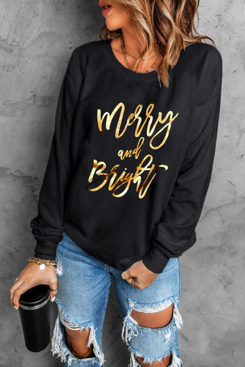 Graphic Letter Print Crew Neck Long Sleeve Sweatshirt