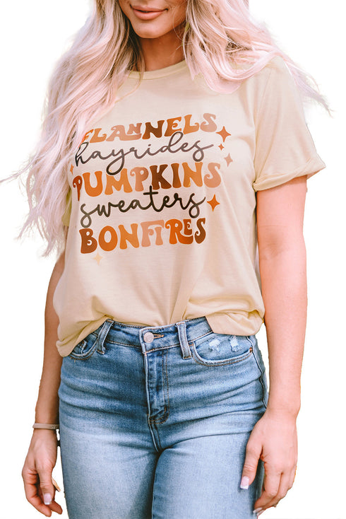 Graphic Letter Print Crew Neck Short Sleeve Tee