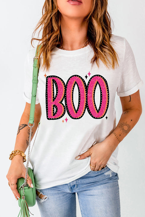 Graphic Letter Print Crew Neck Short Sleeve Tee